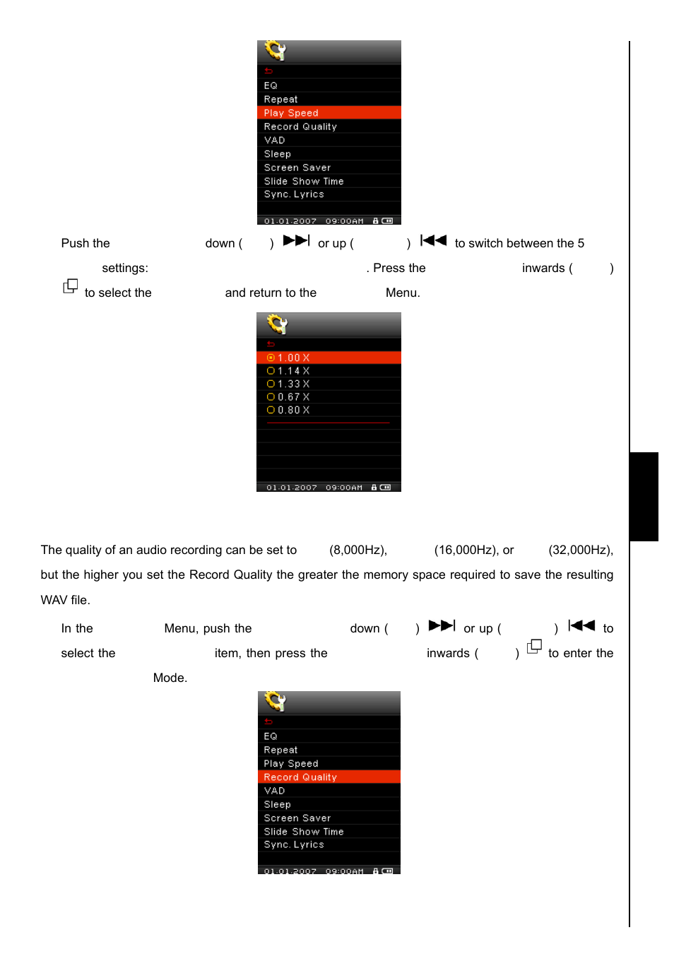 Record quality, Setti ng s | Transcend Information TS8GMP840 User Manual | Page 37 / 73