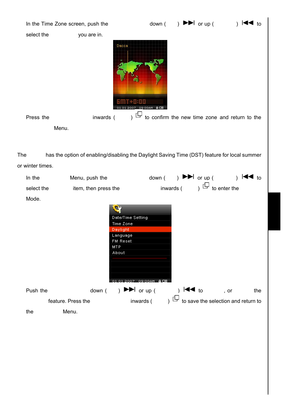 Daylight, Setti ng s | Transcend Information TS8GMP840 User Manual | Page 44 / 73