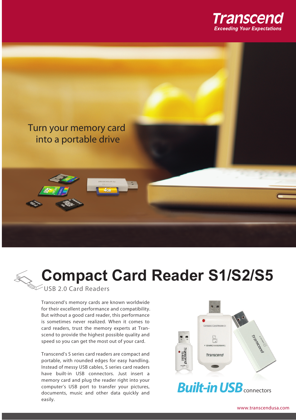 Transcend Information Compact Card Reader S5 User Manual | 2 pages