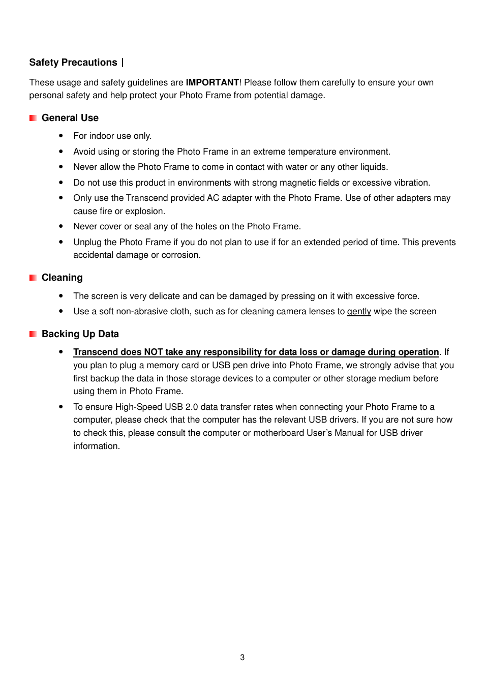 Transcend Information PF705 User Manual | Page 4 / 31