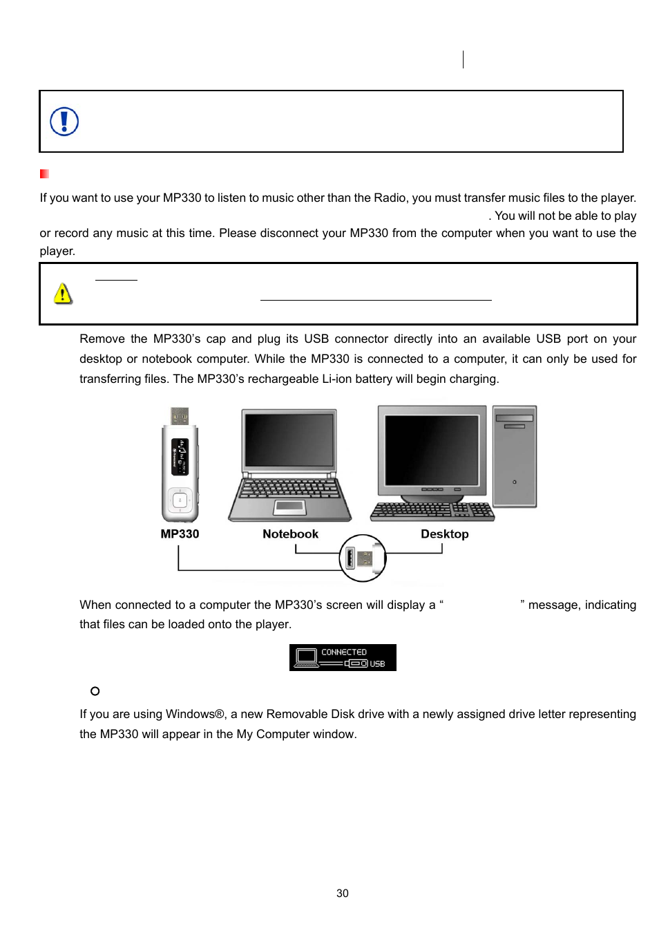 Transferr, Connecting to a computer | Transcend Information TS2GMP330 User Manual | Page 30 / 36