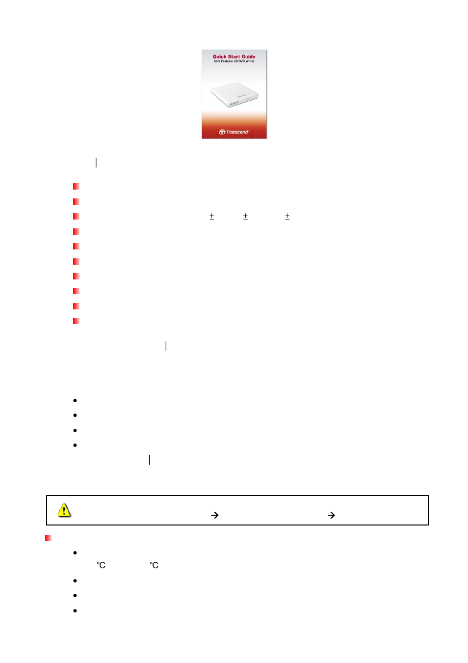Features, System requirements, Safety precautions | Transcend Information TS8XDVDRW User Manual | Page 4 / 19