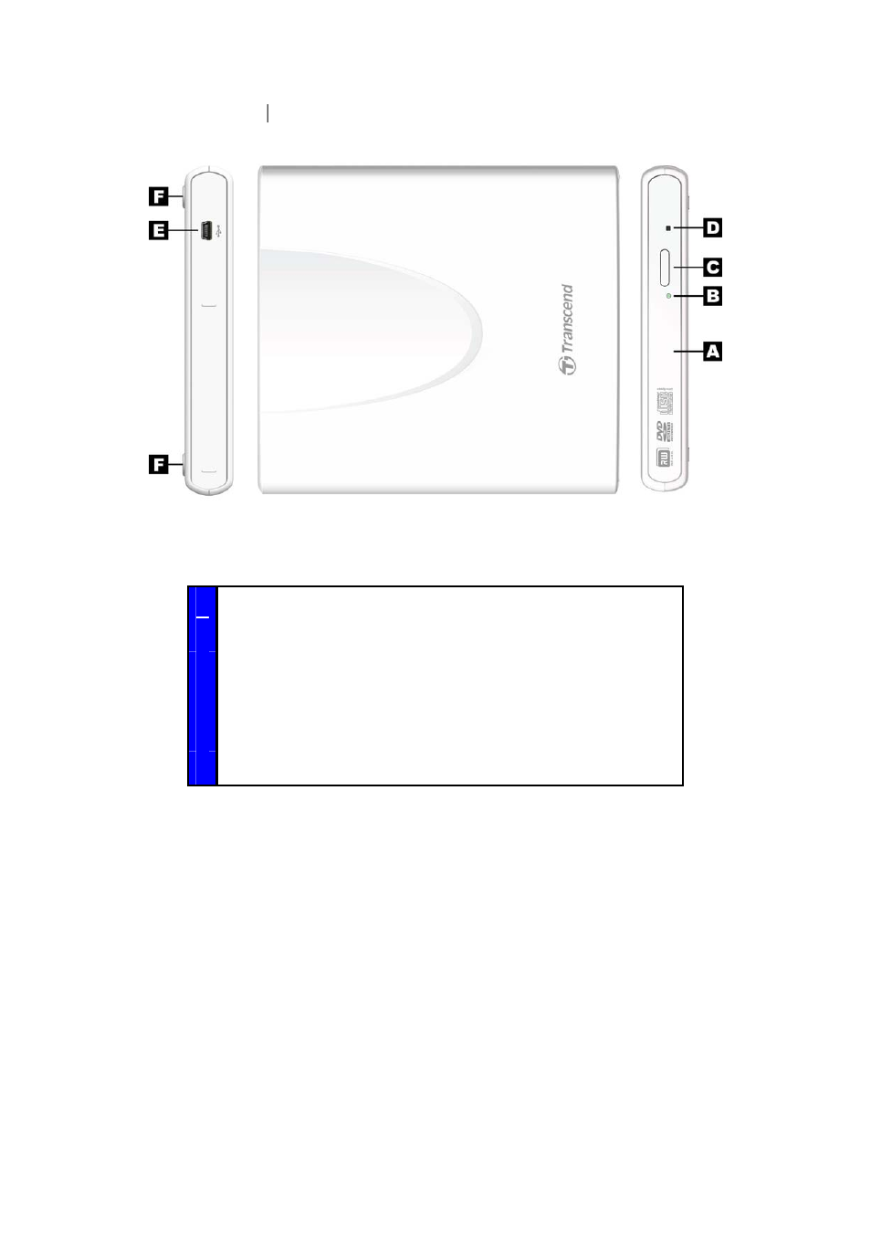 Product overview | Transcend Information TS8XDVDRW User Manual | Page 7 / 19