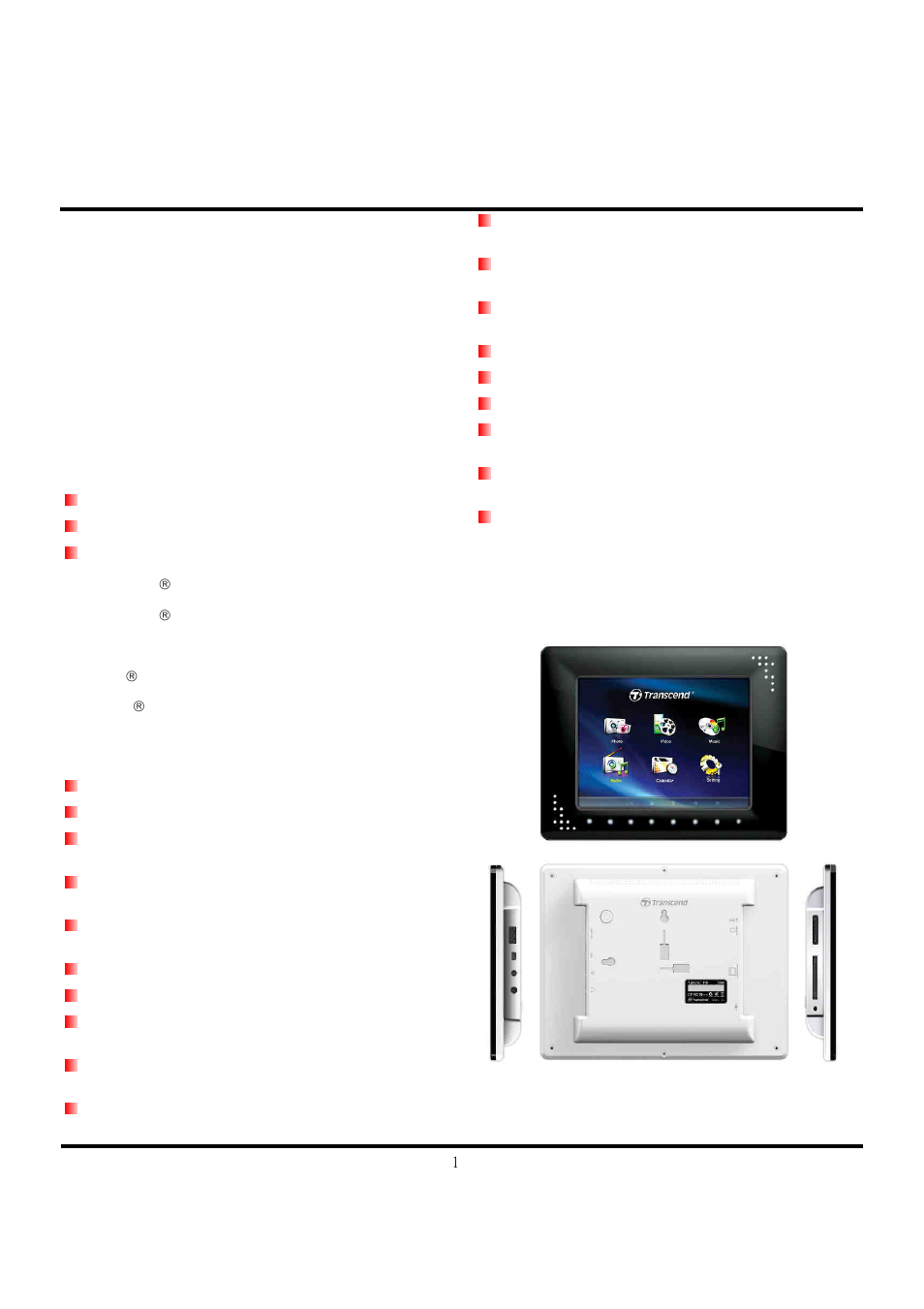 Transcend Information PF810 User Manual | 3 pages