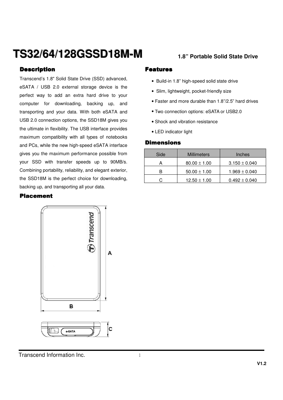 Transcend Information TS32 User Manual | 32 pages