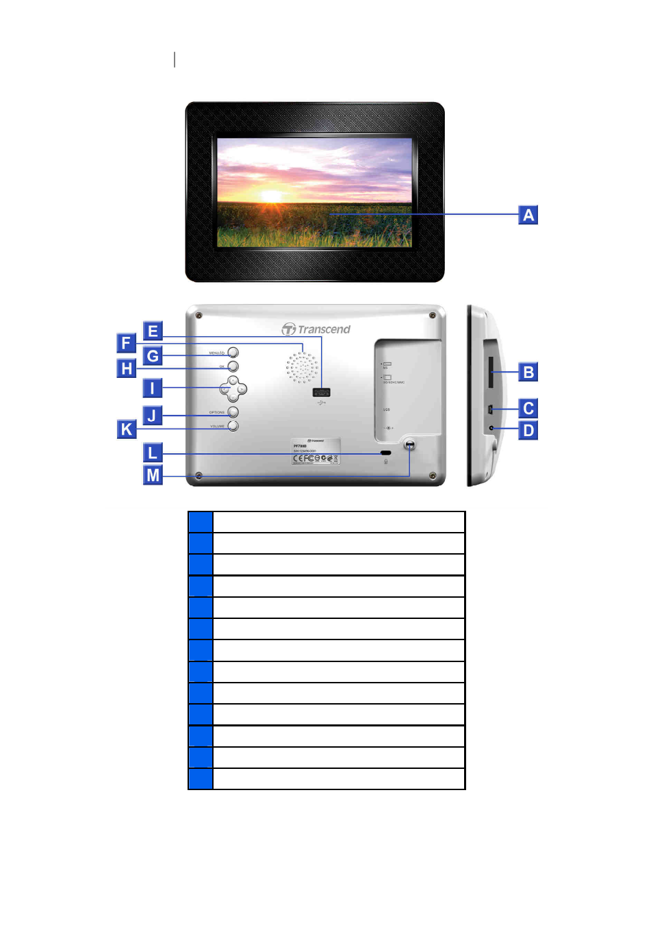Getting started | Transcend Information TS-PF700B-J User Manual | Page 6 / 35