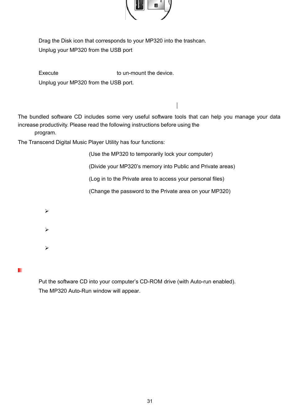 Transcend digital music player utility software, Tra al u, Nscend digit m sic player utility software | Transcend Information T.SONIC 320 User Manual | Page 31 / 42