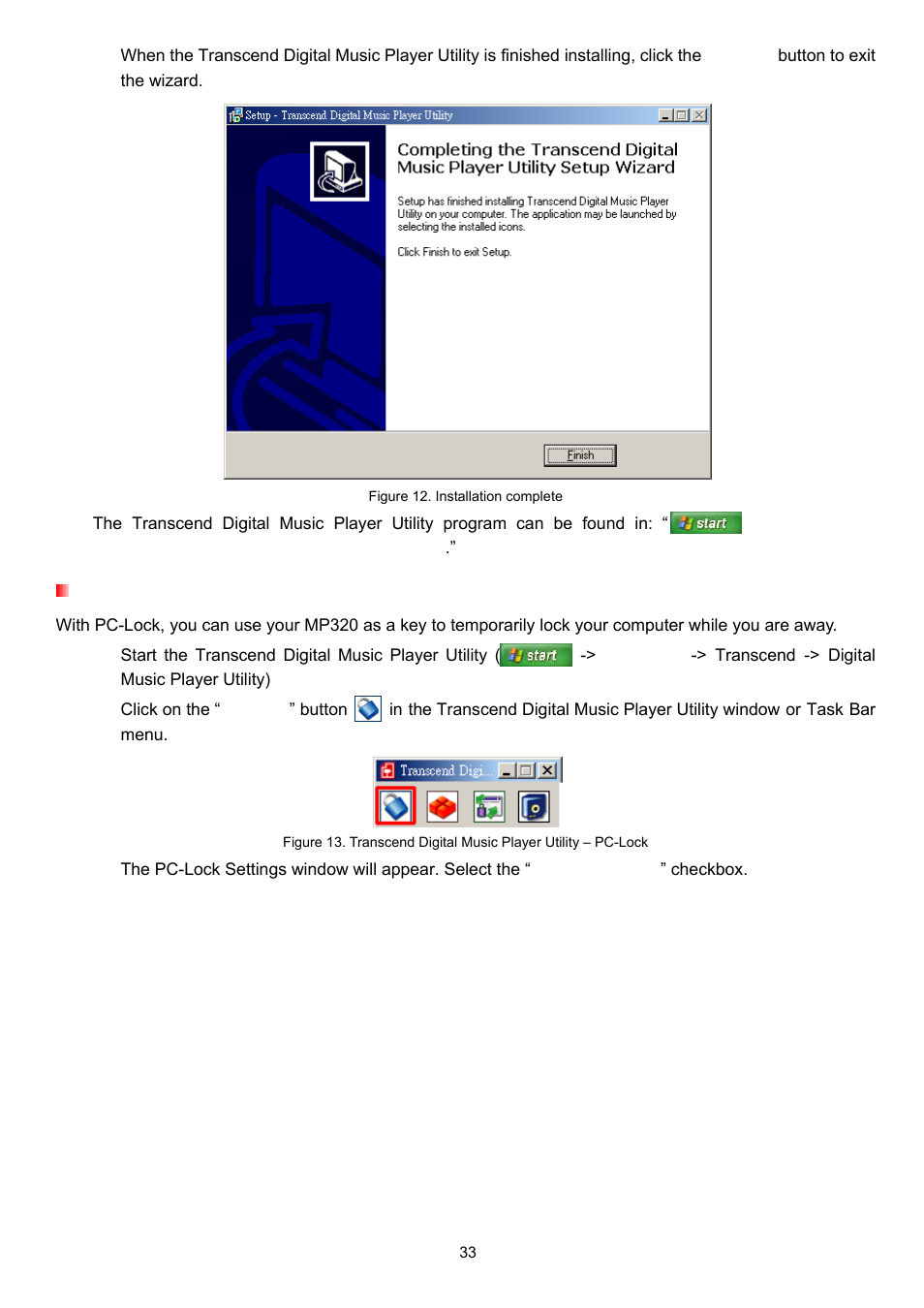Pc-lock | Transcend Information T.SONIC 320 User Manual | Page 33 / 42