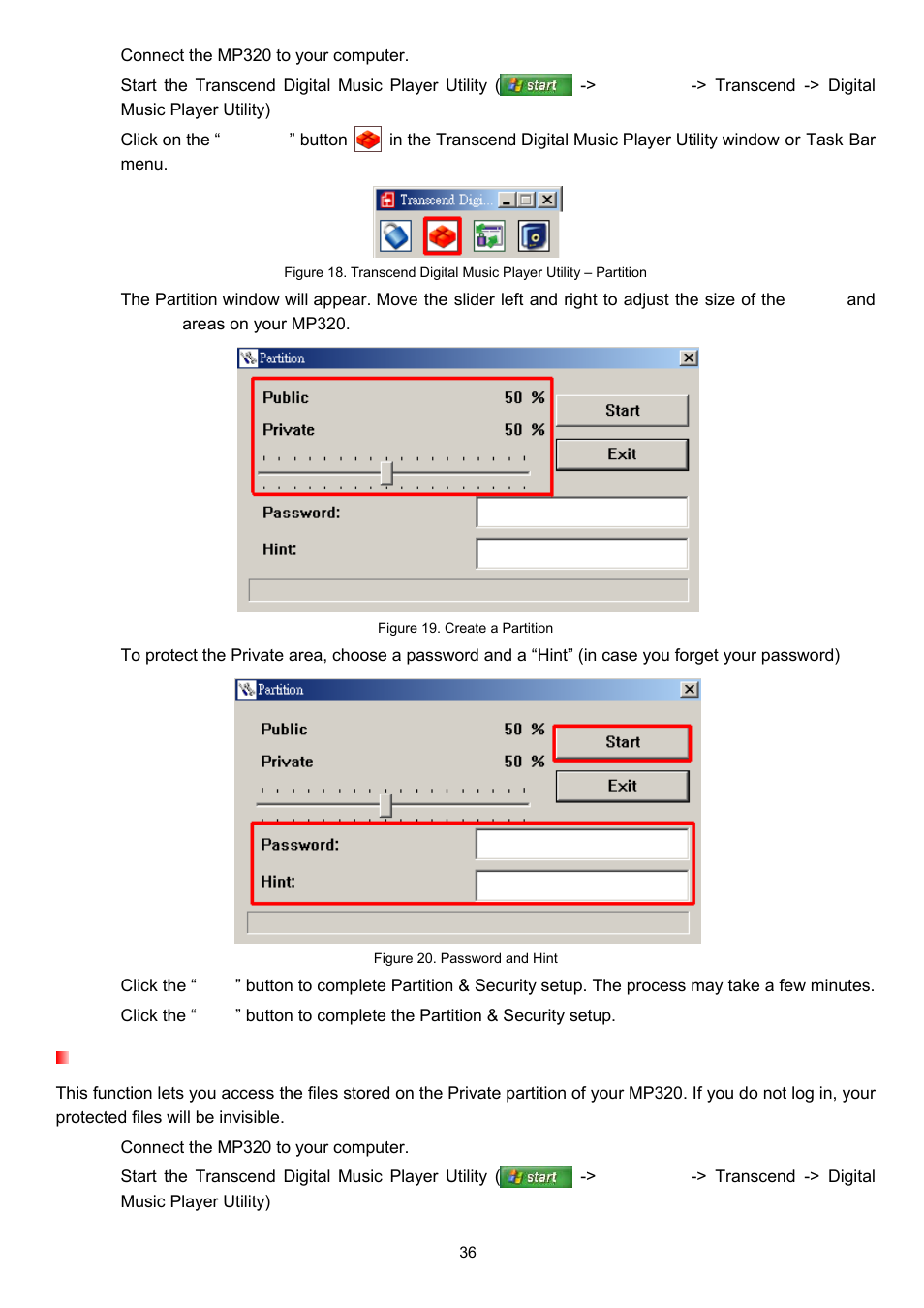 Log in / log out | Transcend Information T.SONIC 320 User Manual | Page 36 / 42