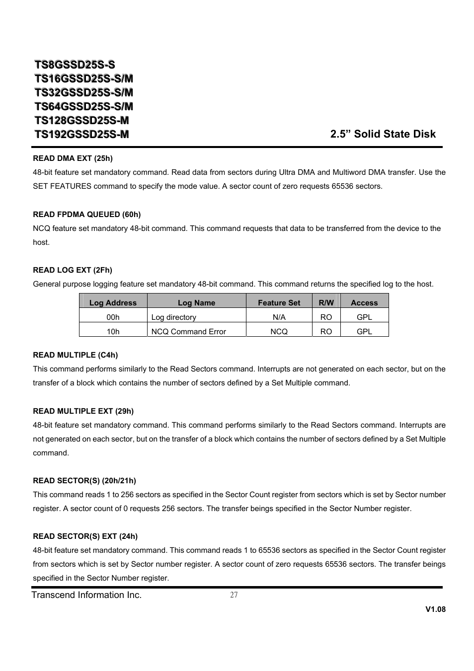 Transcend Information SSD25S User Manual | Page 27 / 38
