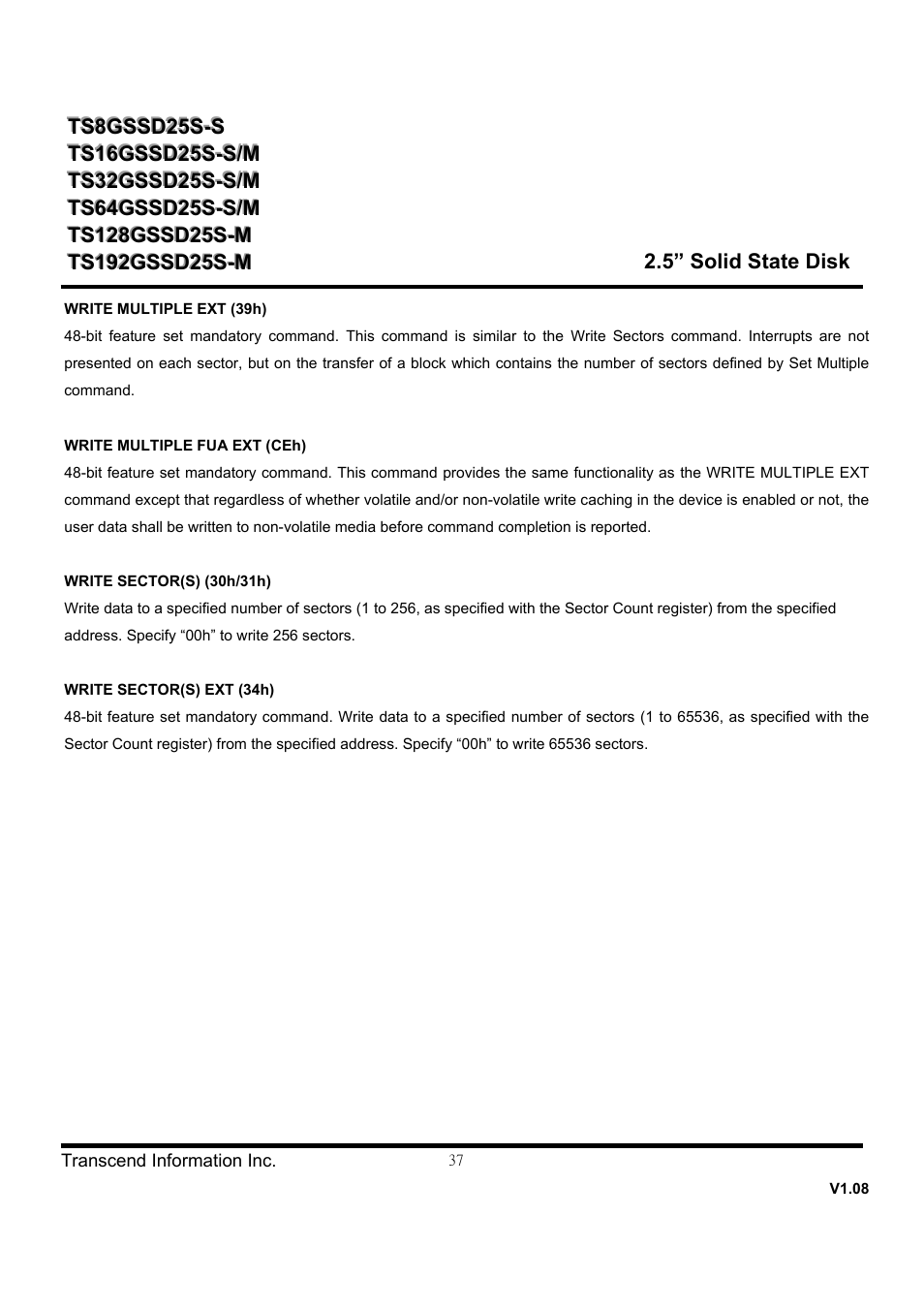 Transcend Information SSD25S User Manual | Page 37 / 38