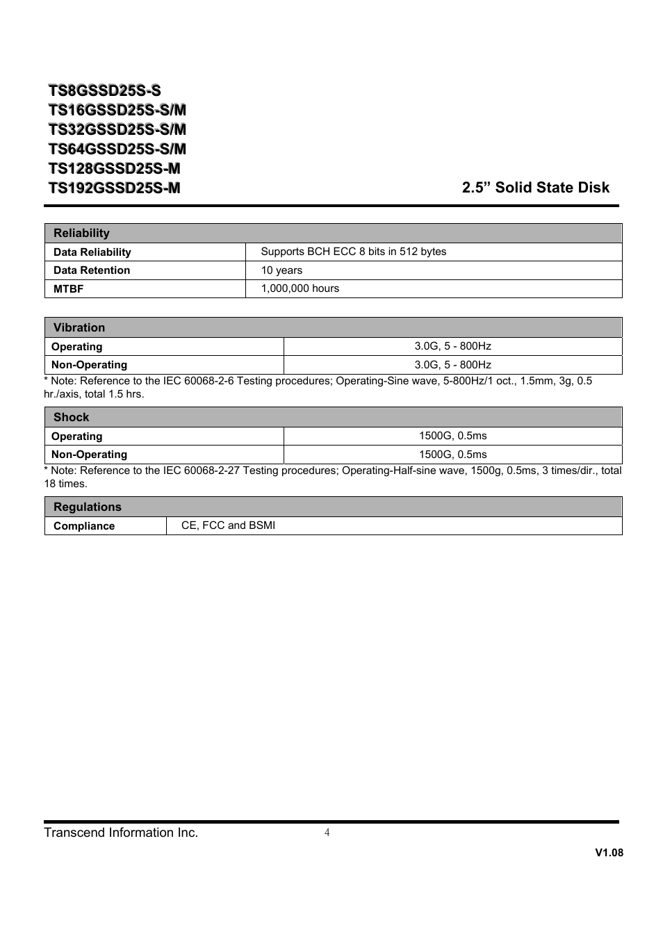Transcend Information SSD25S User Manual | Page 4 / 38