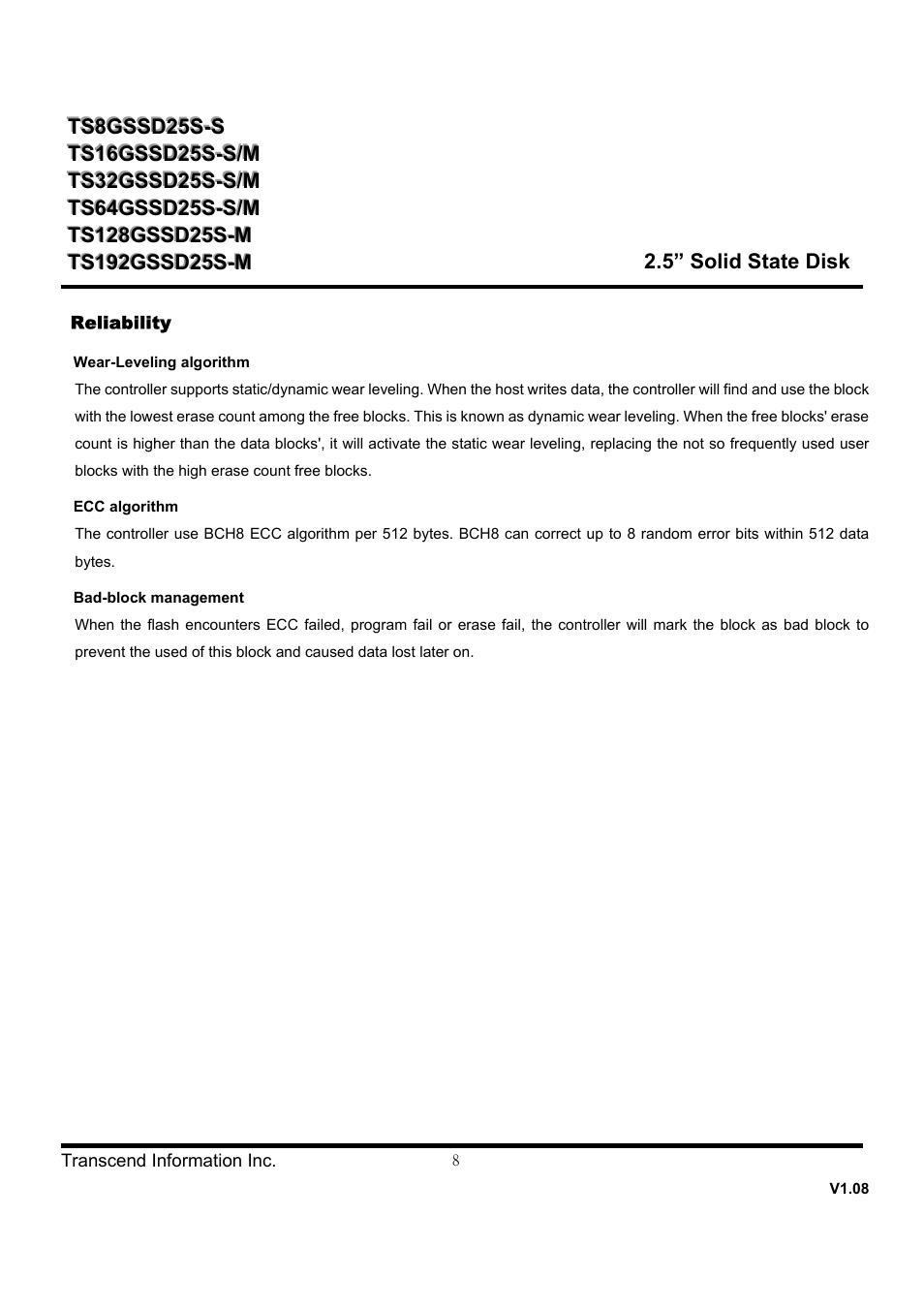 Transcend Information SSD25S User Manual | Page 8 / 38