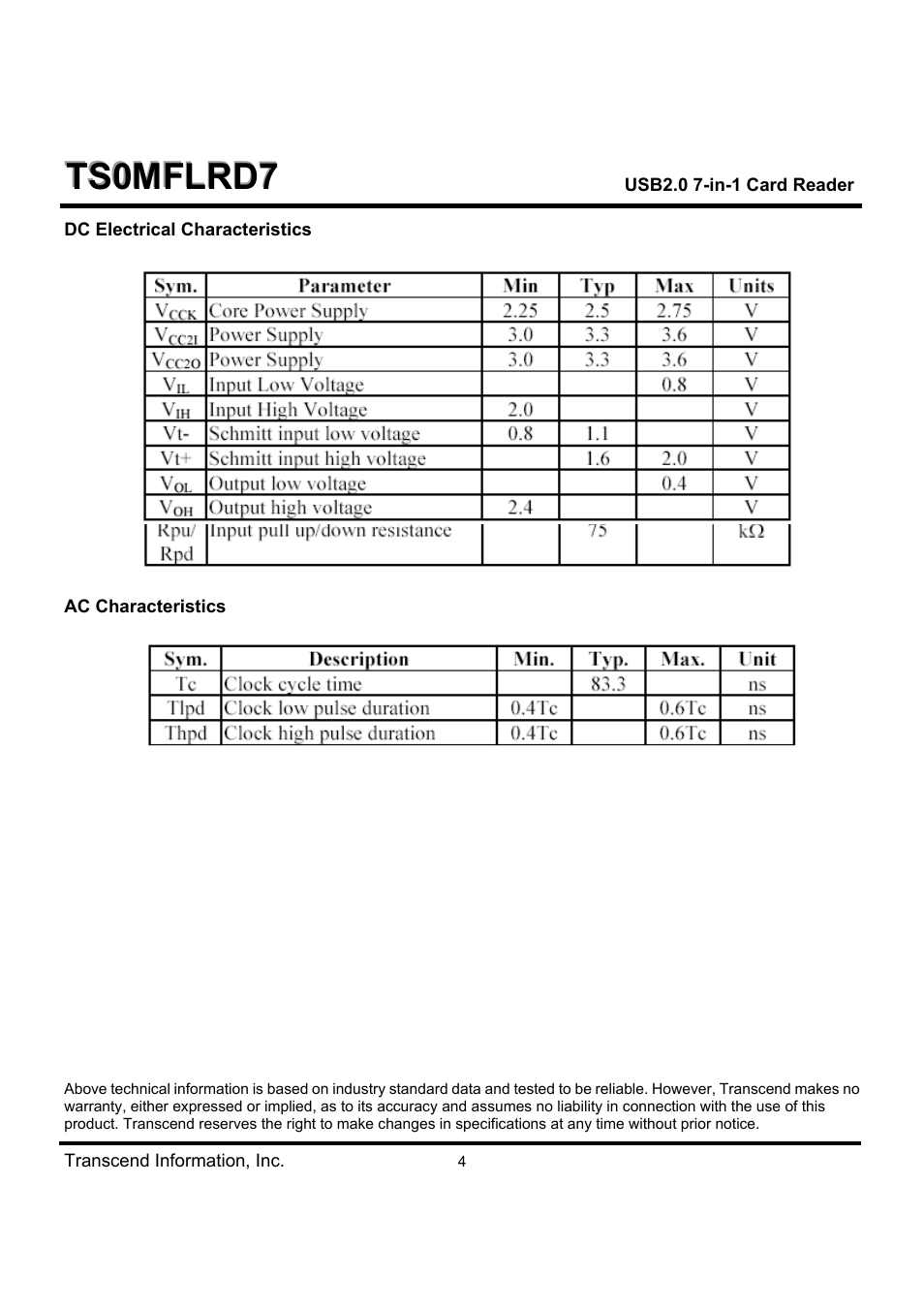 Transcend Information TS0MFLRD7 User Manual | Page 4 / 4