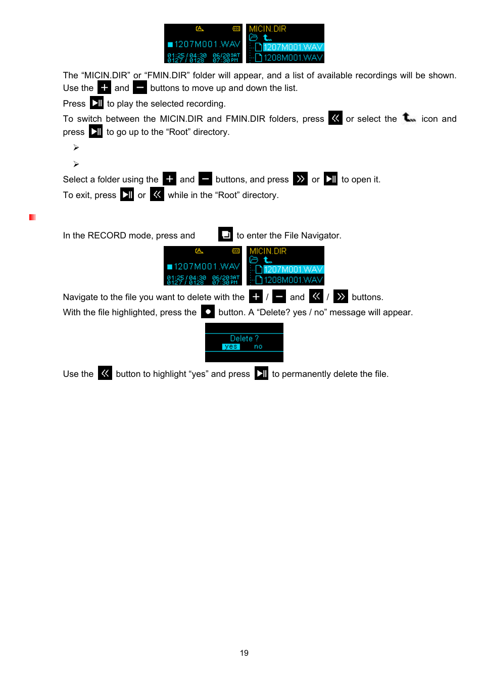 Deleting recorded files | Transcend Information TS4GMP650 User Manual | Page 19 / 43