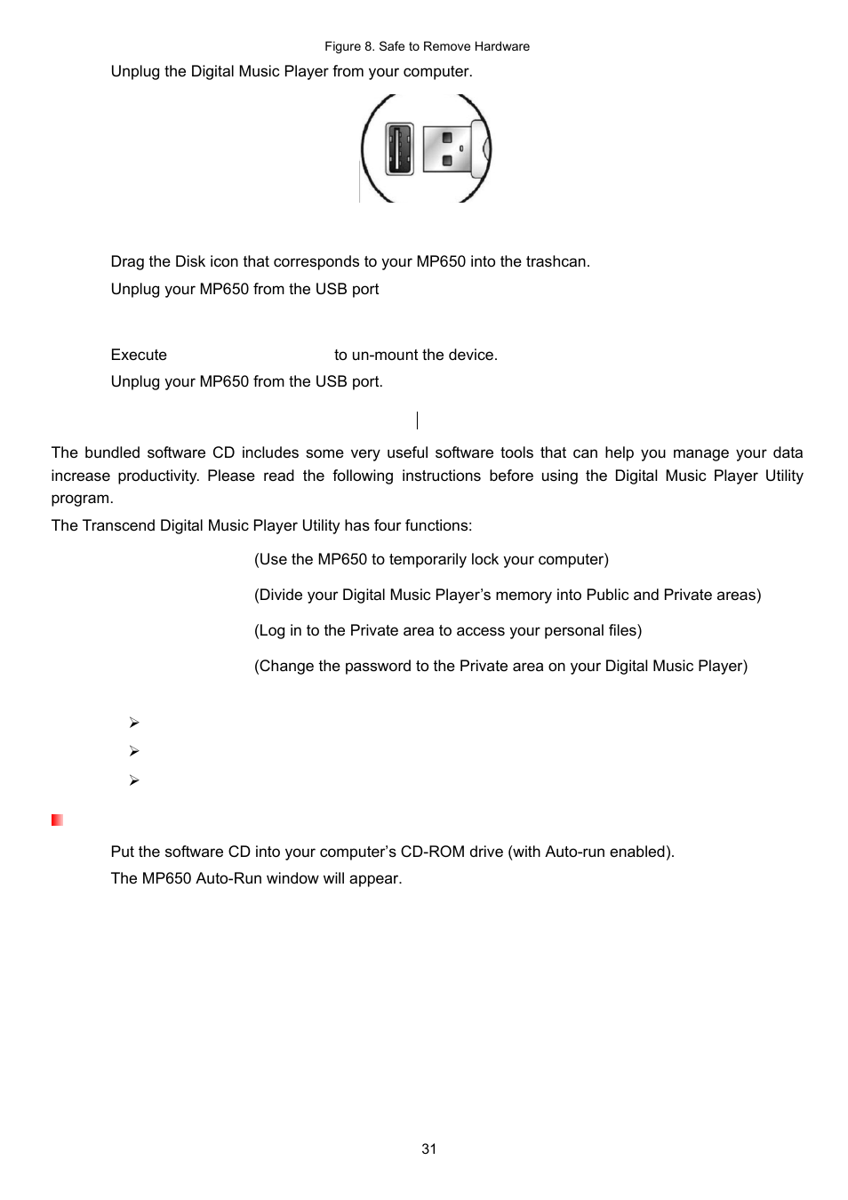 Transcend digital music player utility | Transcend Information TS4GMP650 User Manual | Page 31 / 43