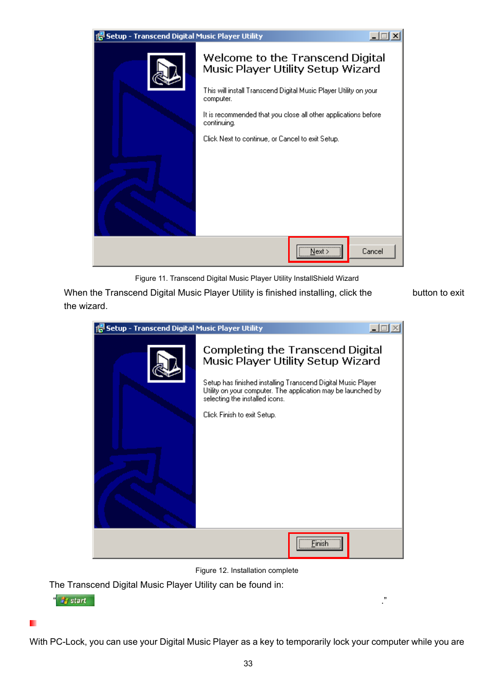 Pc-lock | Transcend Information TS4GMP650 User Manual | Page 33 / 43