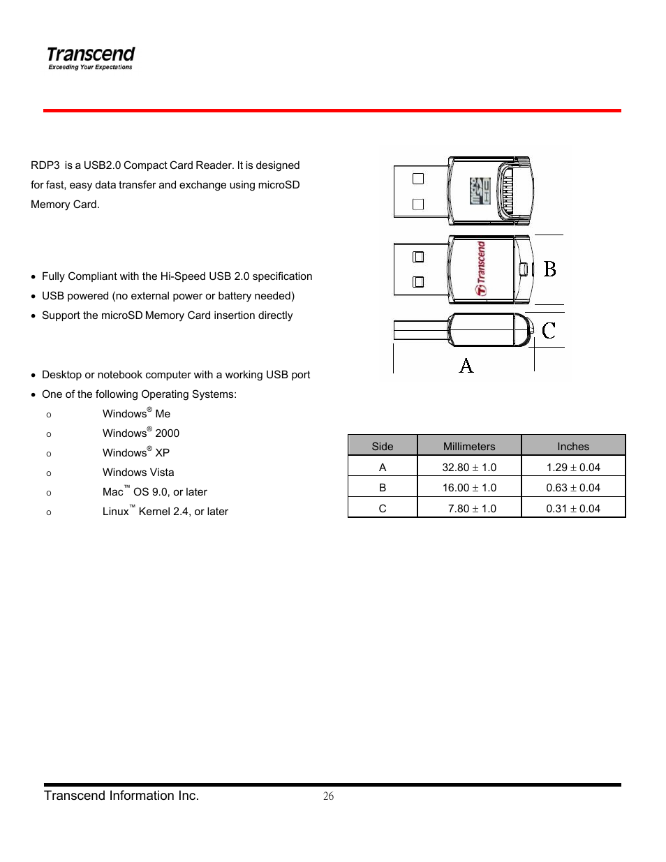 Transcend Information TS4/8GUSDHC6-P3 User Manual | Page 26 / 28