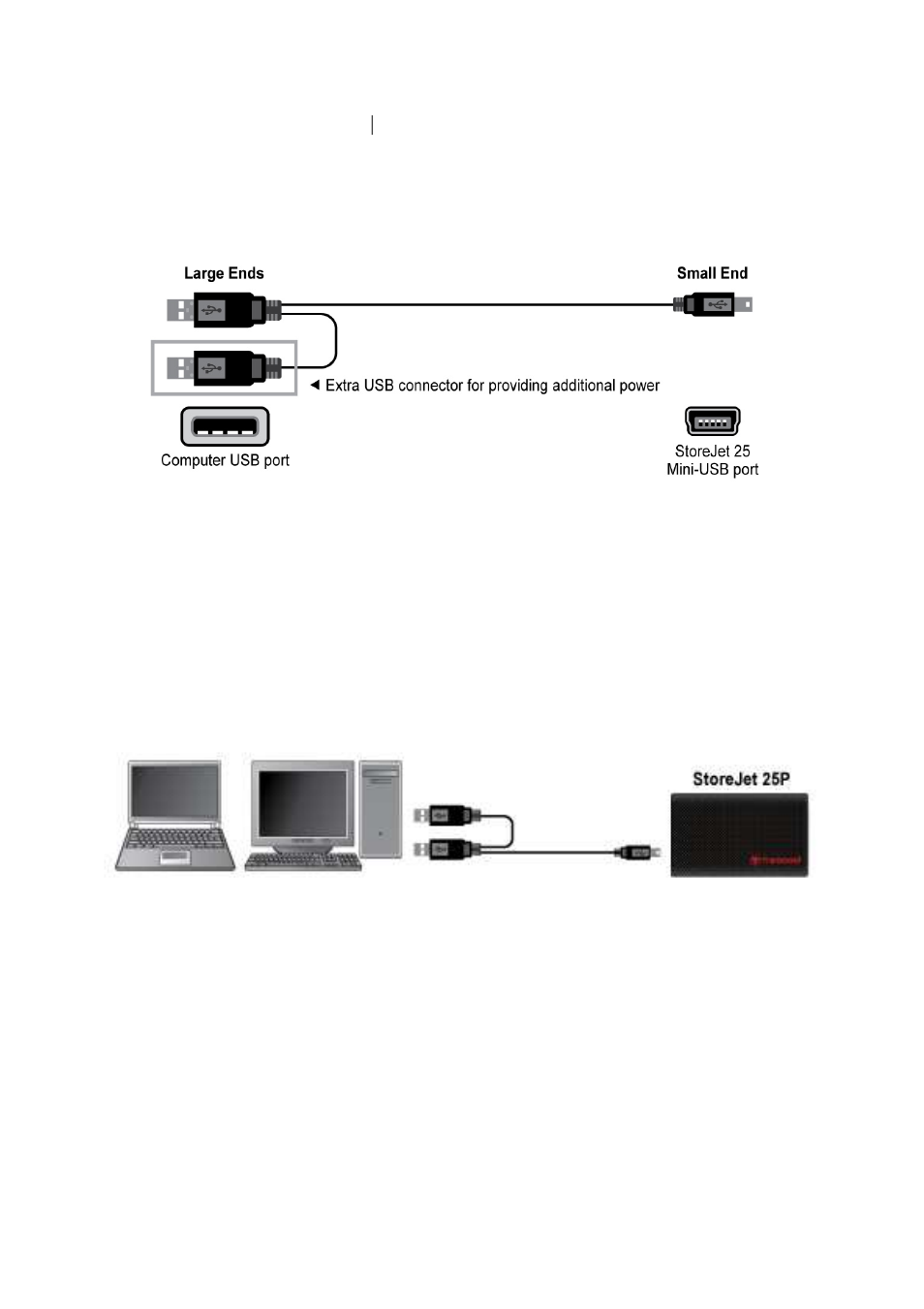 Connecting to a computer | Transcend Information StoreJetTM 25P User Manual | Page 11 / 26