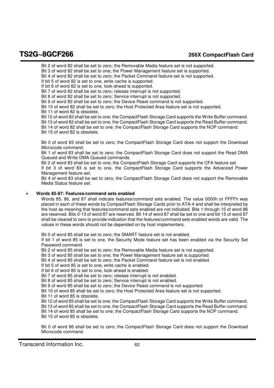 Transcend Information TS2G-8GCF266 User Manual | Page 62 / 80