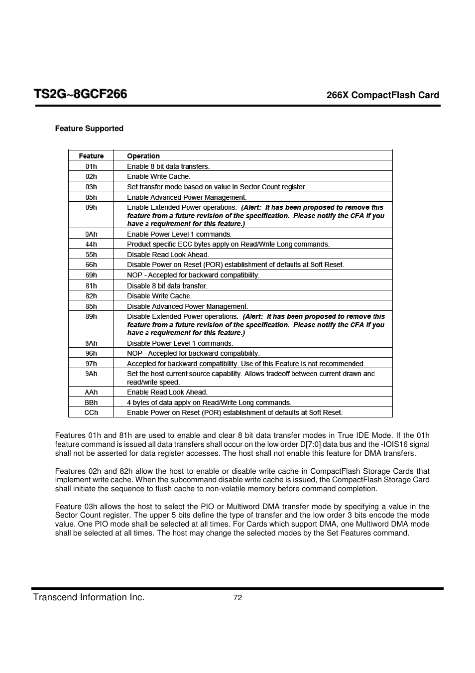 Transcend Information TS2G-8GCF266 User Manual | Page 72 / 80