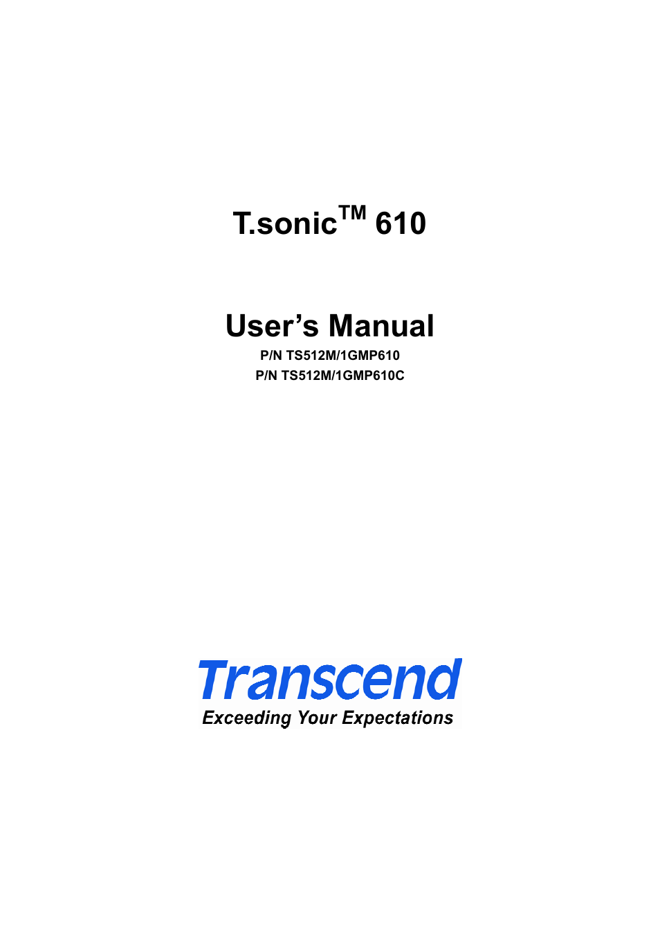 Transcend Information T.sonic 610 User Manual | 40 pages