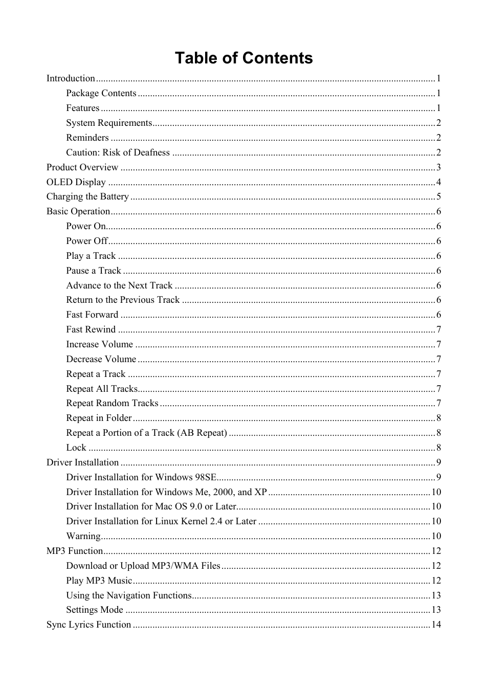 Transcend Information T.sonic 610 User Manual | Page 2 / 40