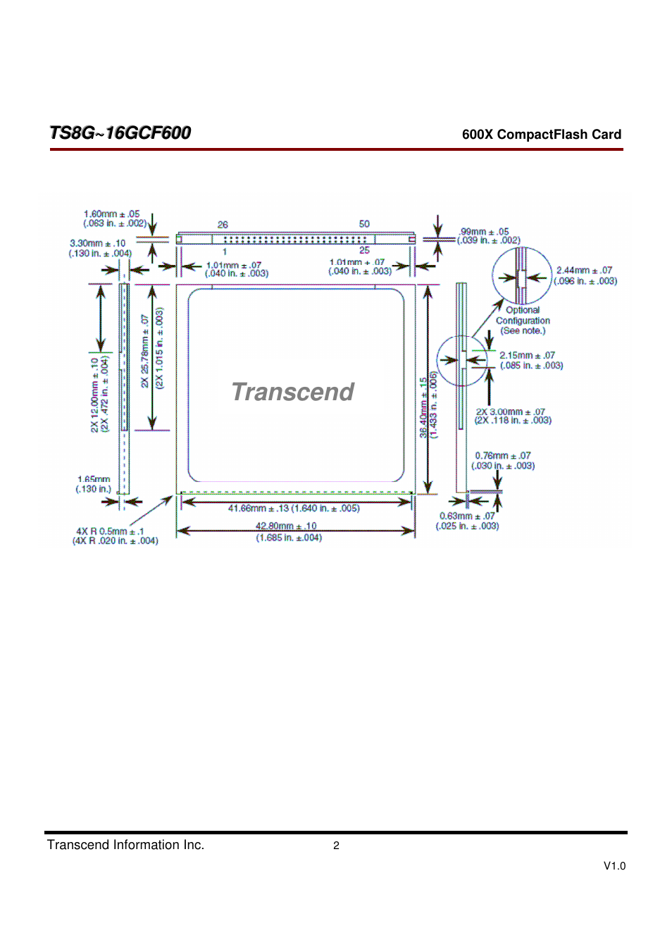 Transcend | Transcend Information TS8GCF600 User Manual | Page 2 / 85
