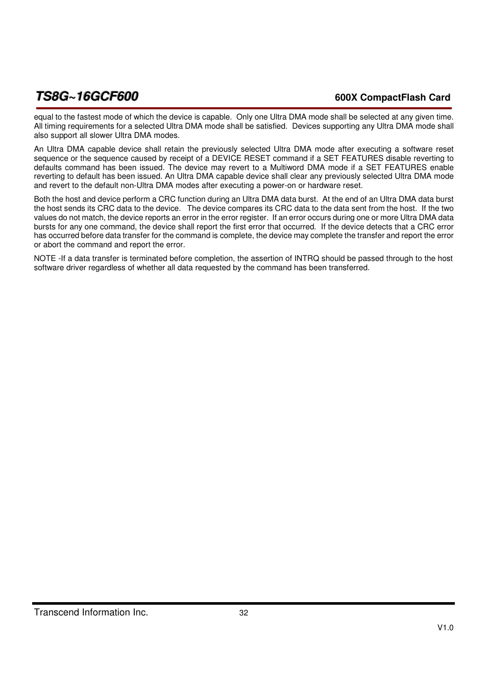 Transcend Information TS8GCF600 User Manual | Page 32 / 85