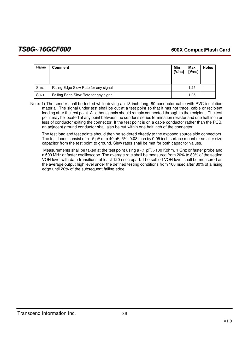Transcend Information TS8GCF600 User Manual | Page 36 / 85