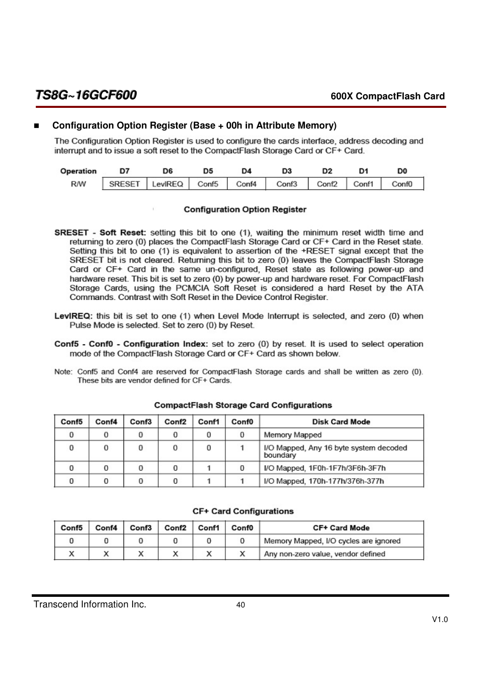 Transcend Information TS8GCF600 User Manual | Page 40 / 85