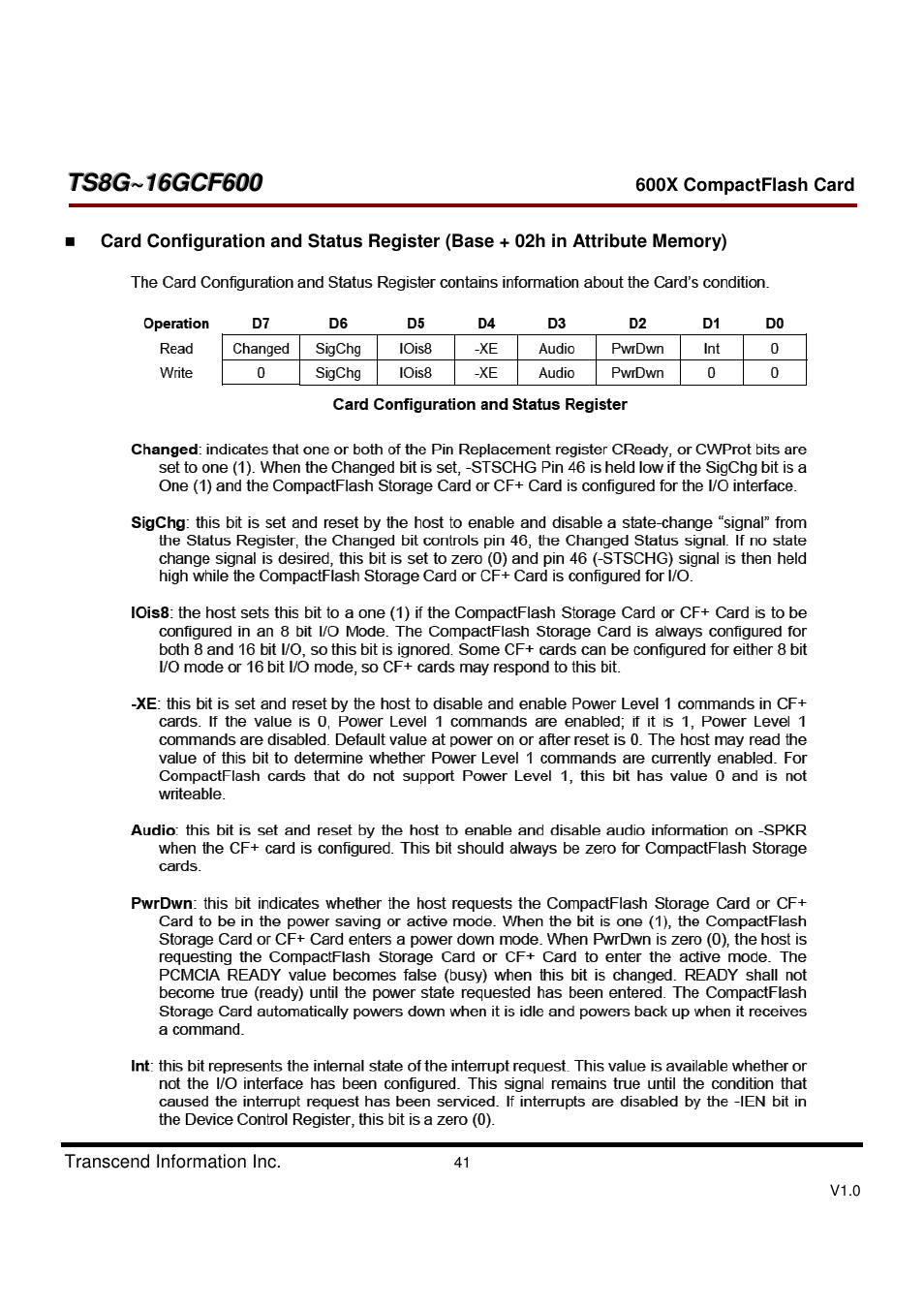 Transcend Information TS8GCF600 User Manual | Page 41 / 85
