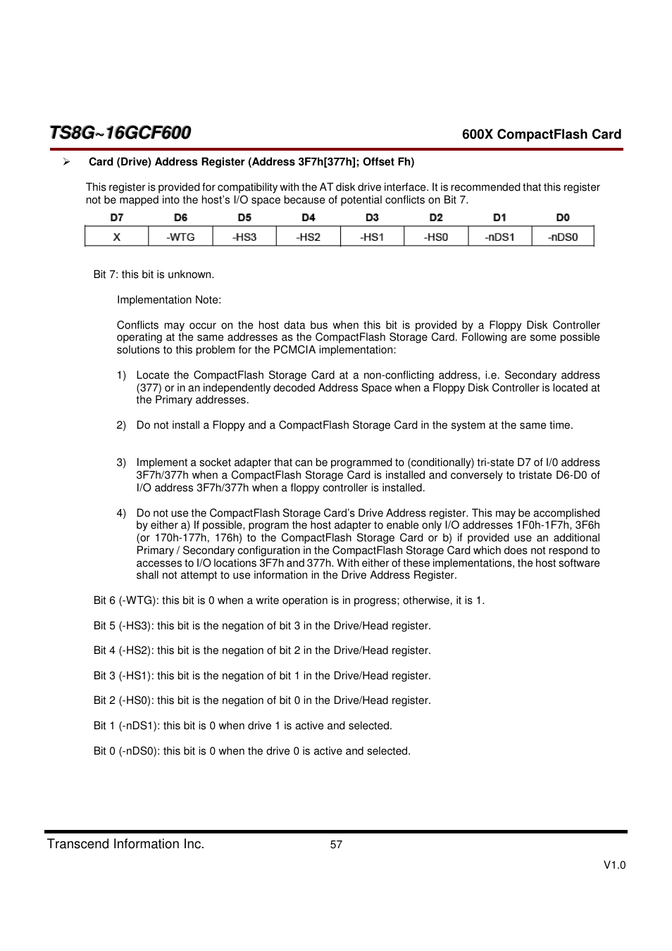 Transcend Information TS8GCF600 User Manual | Page 57 / 85