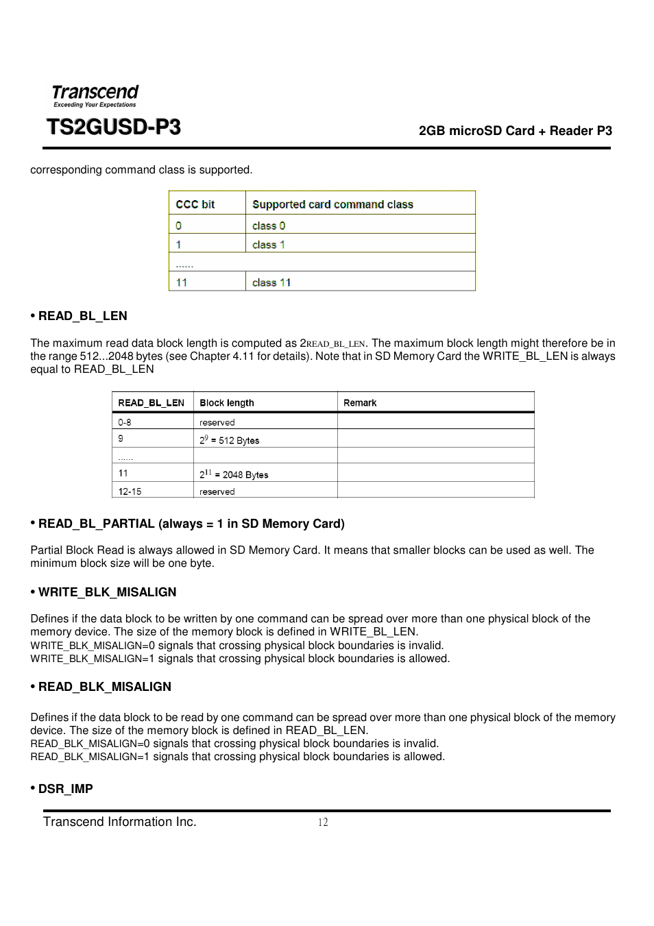 Transcend Information TS2GUSD-P3 User Manual | Page 12 / 27