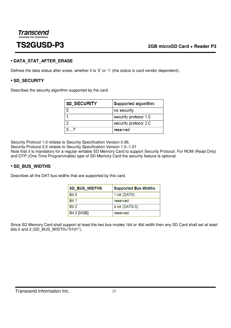 Transcend Information TS2GUSD-P3 User Manual | Page 20 / 27
