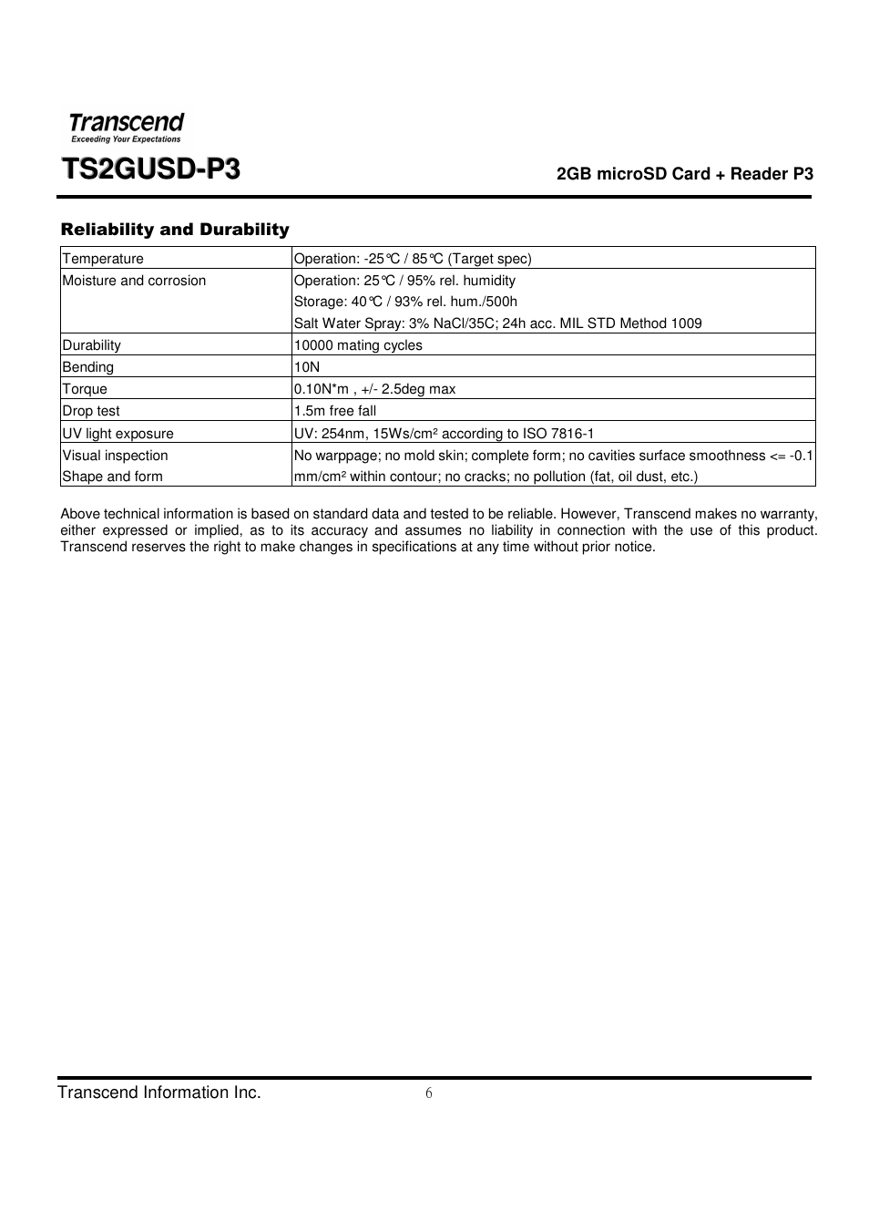Transcend Information TS2GUSD-P3 User Manual | Page 6 / 27