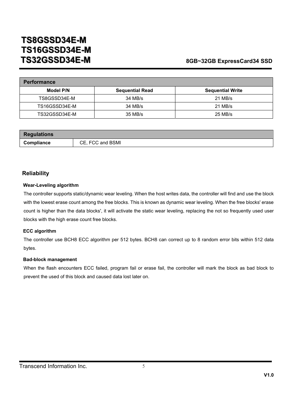 Transcend Information ExpressCard SSD TS8GSSD34E-M User Manual | Page 5 / 6