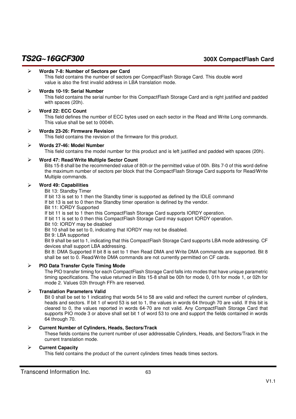 Transcend Information CompactFlash CF 300X User Manual | Page 63 / 83