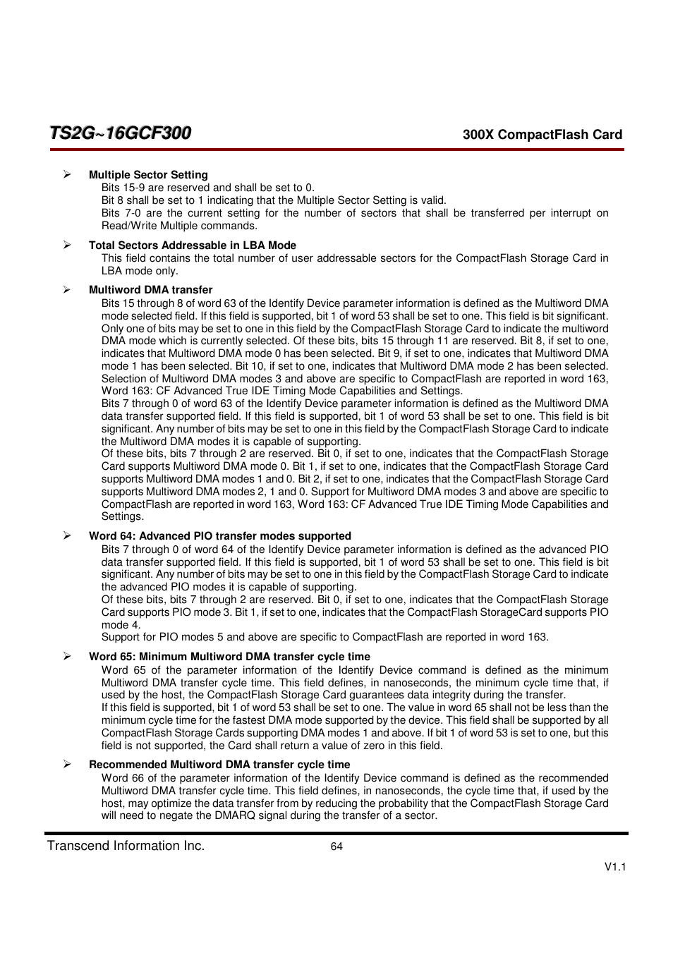 Transcend Information CompactFlash CF 300X User Manual | Page 64 / 83