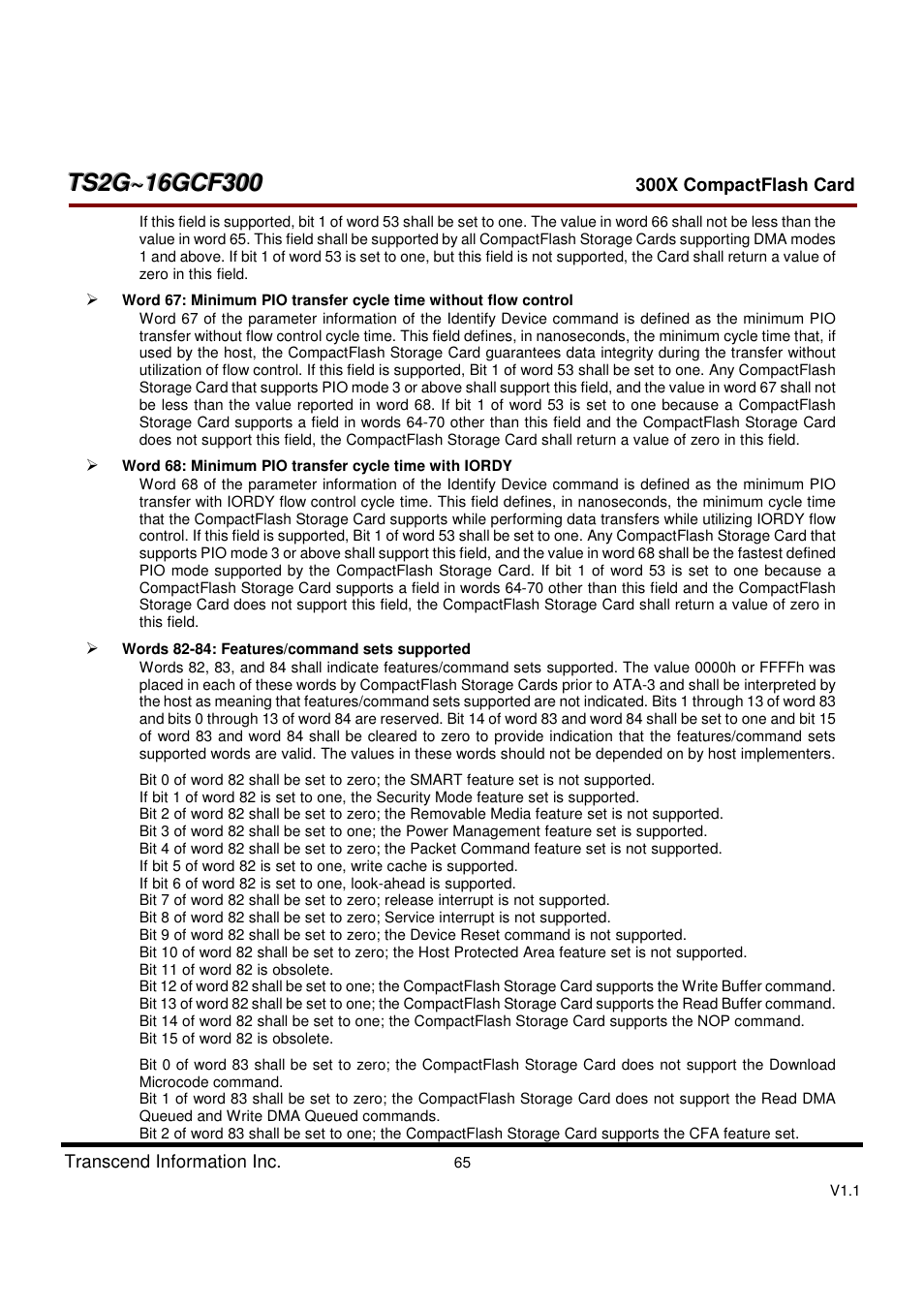 Transcend Information CompactFlash CF 300X User Manual | Page 65 / 83
