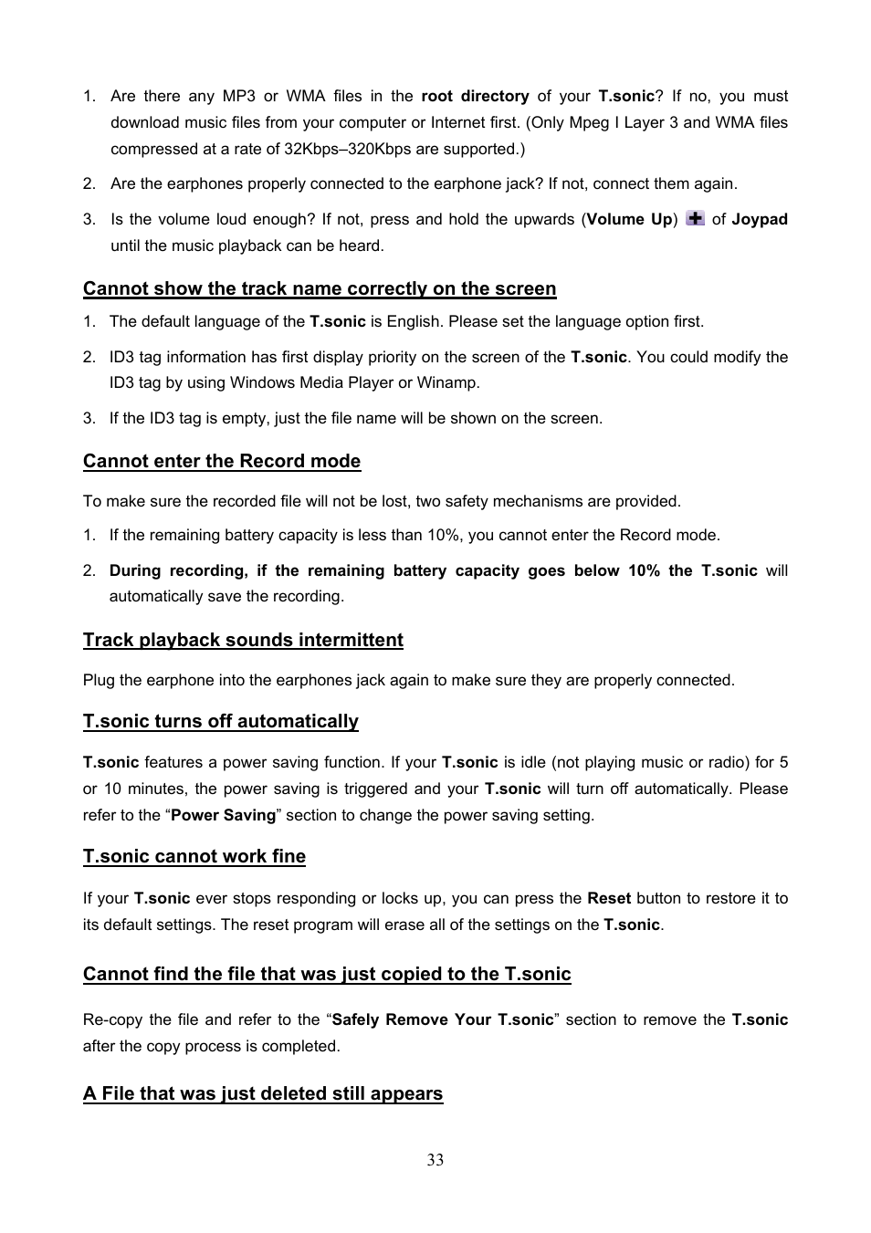 Transcend Information T.SONIC 612 User Manual | Page 36 / 39