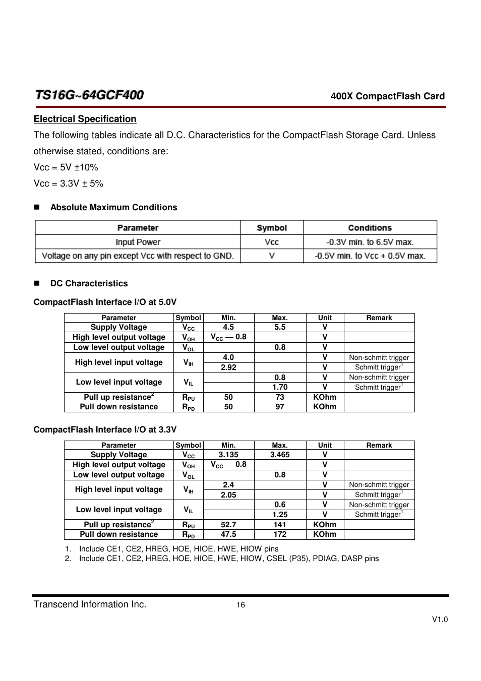 Transcend Information CompactFlash TS16G-64GCF400 User Manual | Page 16 / 88