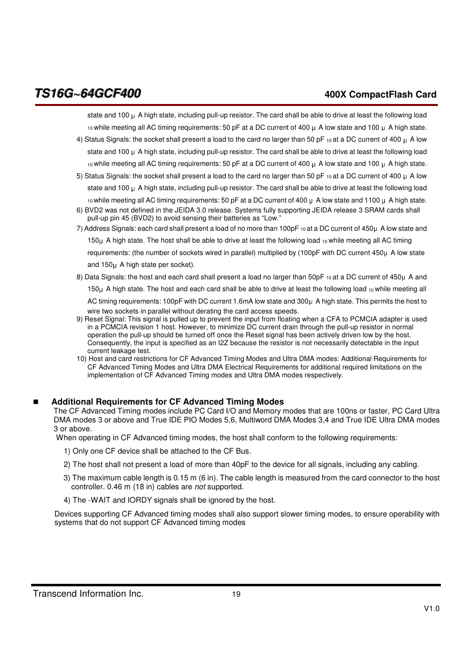 Transcend Information CompactFlash TS16G-64GCF400 User Manual | Page 19 / 88