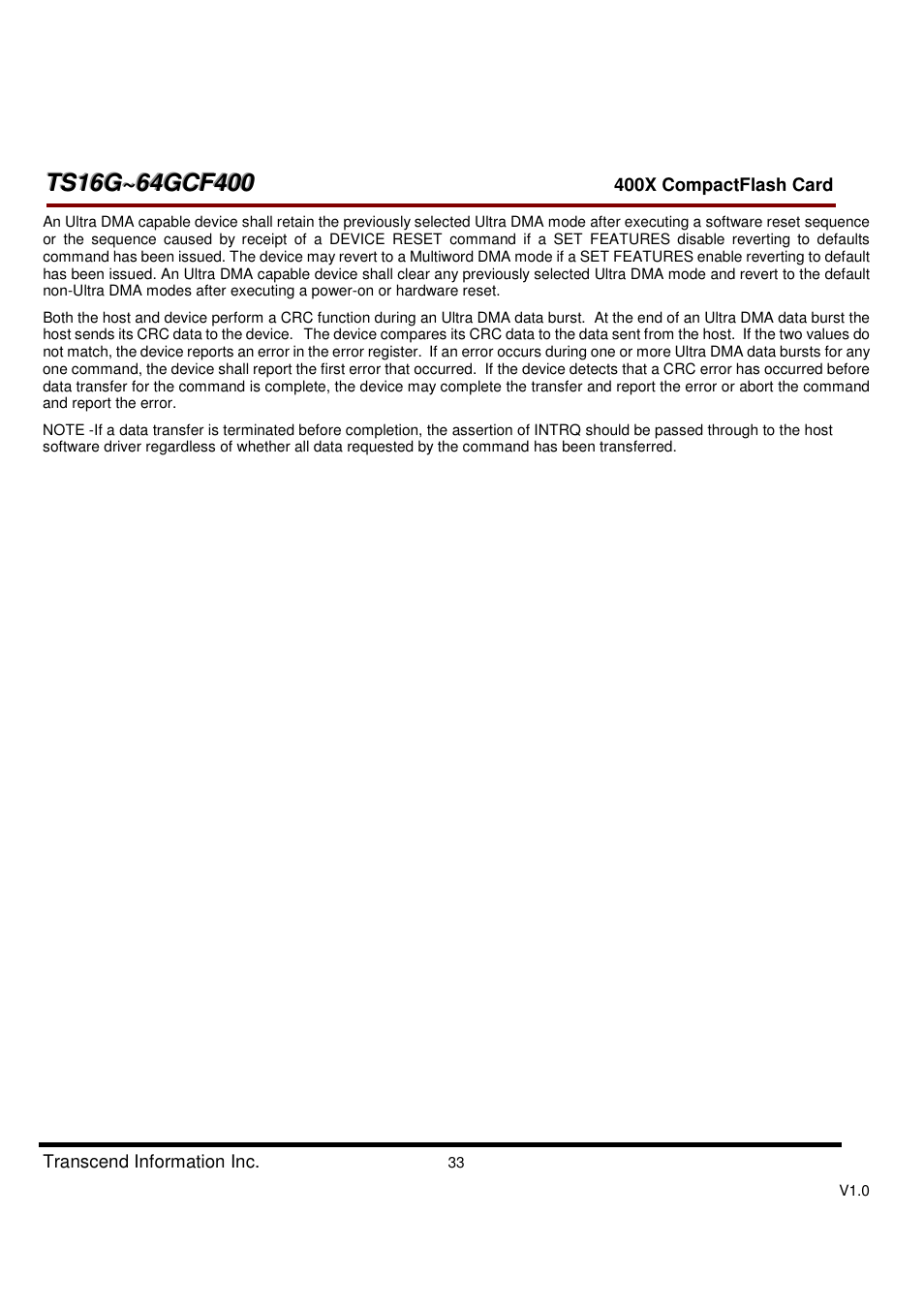 Transcend Information CompactFlash TS16G-64GCF400 User Manual | Page 33 / 88