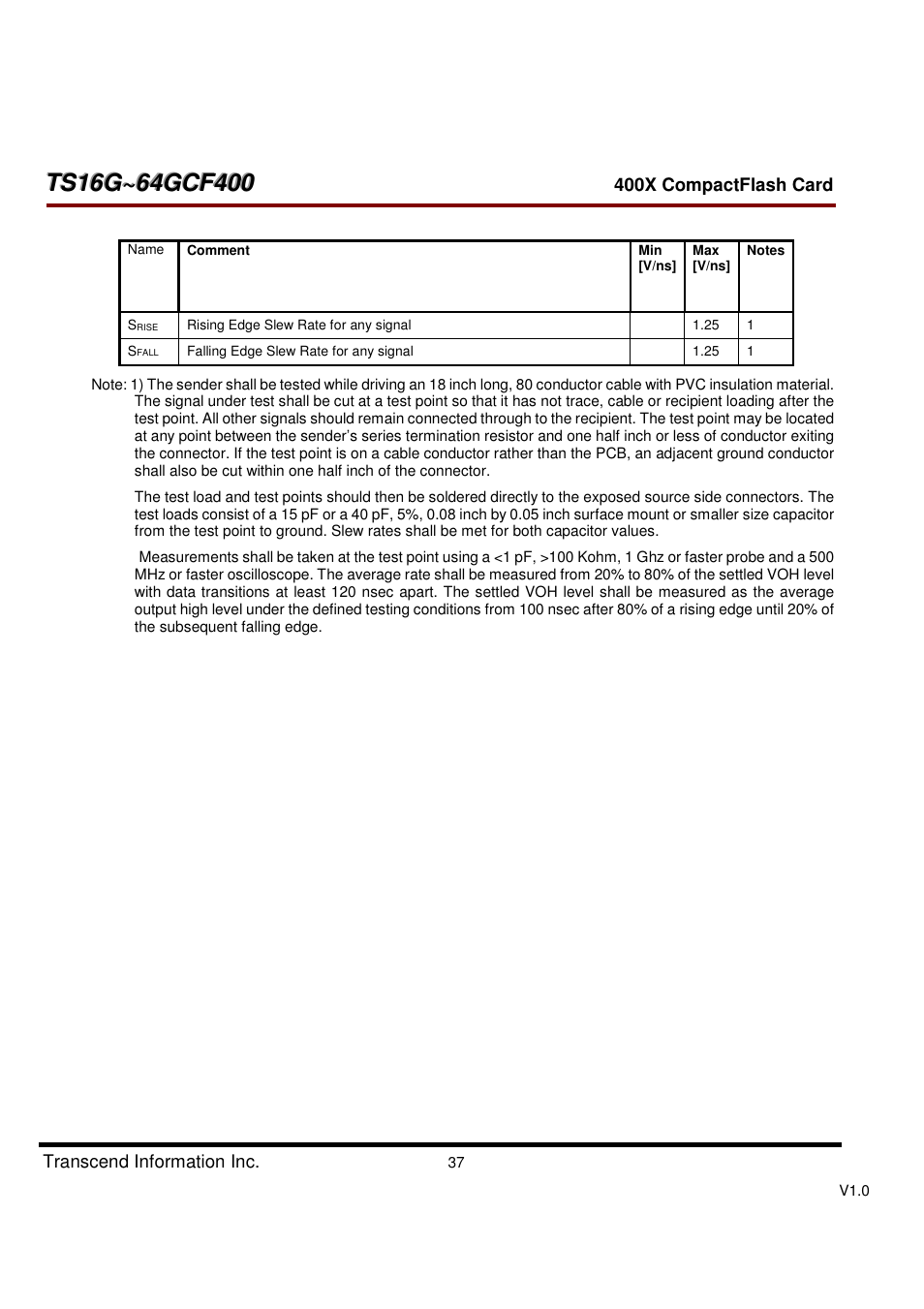 Transcend Information CompactFlash TS16G-64GCF400 User Manual | Page 37 / 88