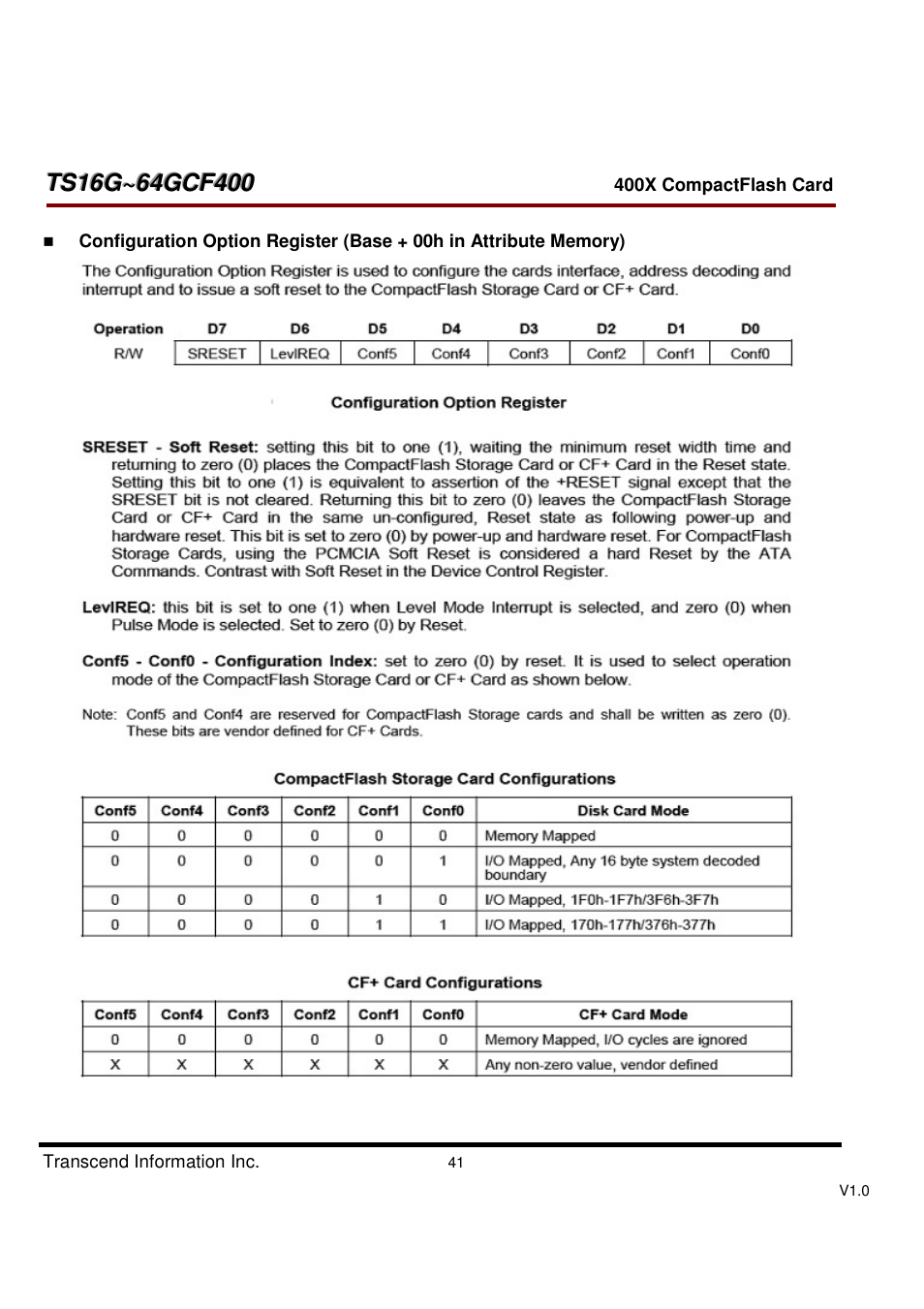 Transcend Information CompactFlash TS16G-64GCF400 User Manual | Page 41 / 88