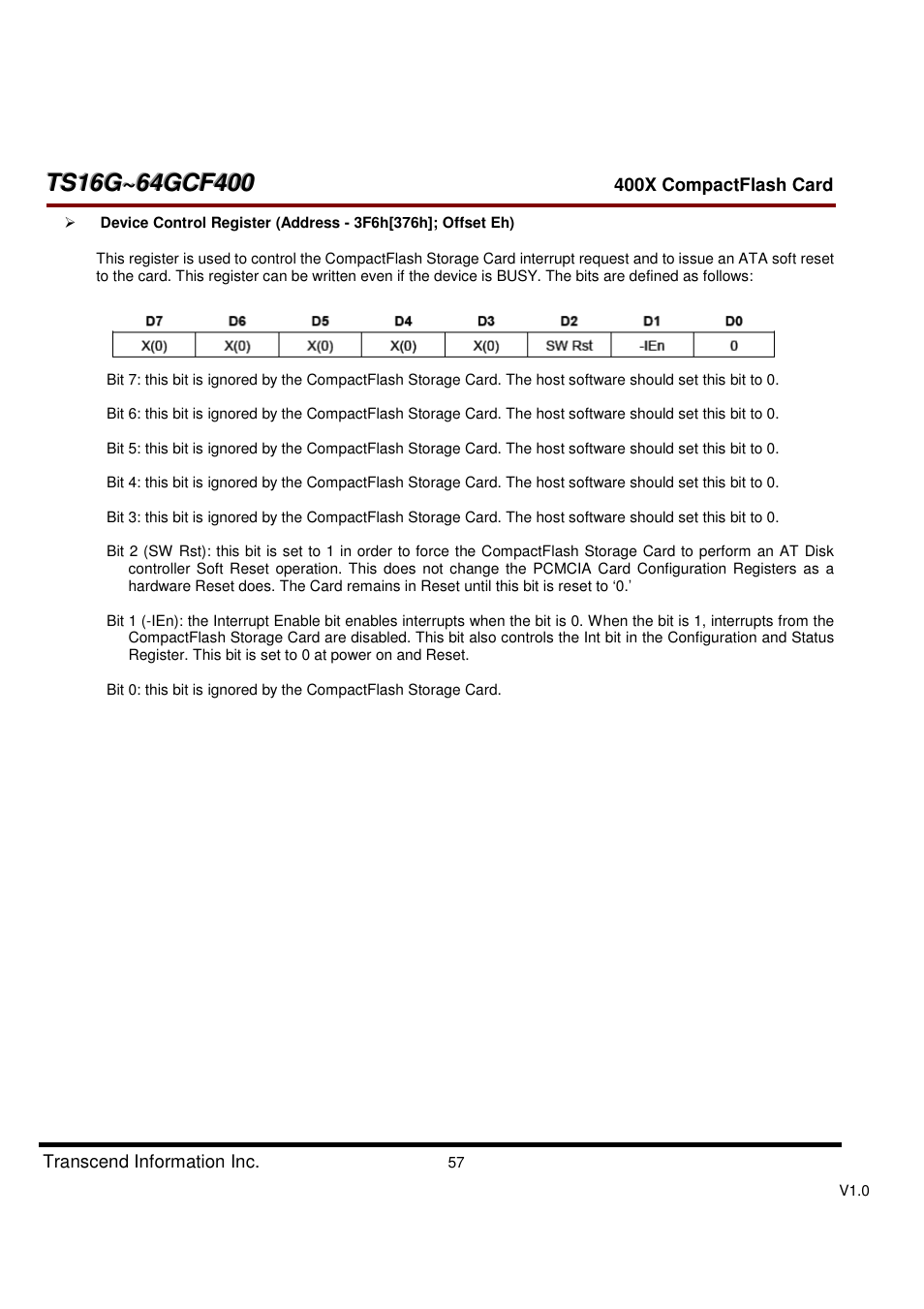 Transcend Information CompactFlash TS16G-64GCF400 User Manual | Page 57 / 88