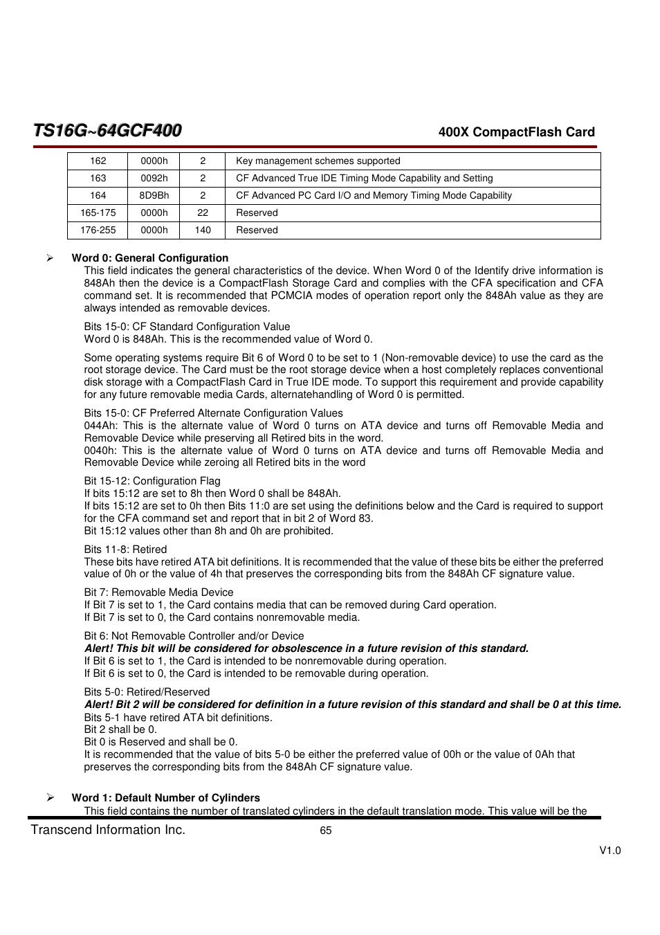 Transcend Information CompactFlash TS16G-64GCF400 User Manual | Page 65 / 88