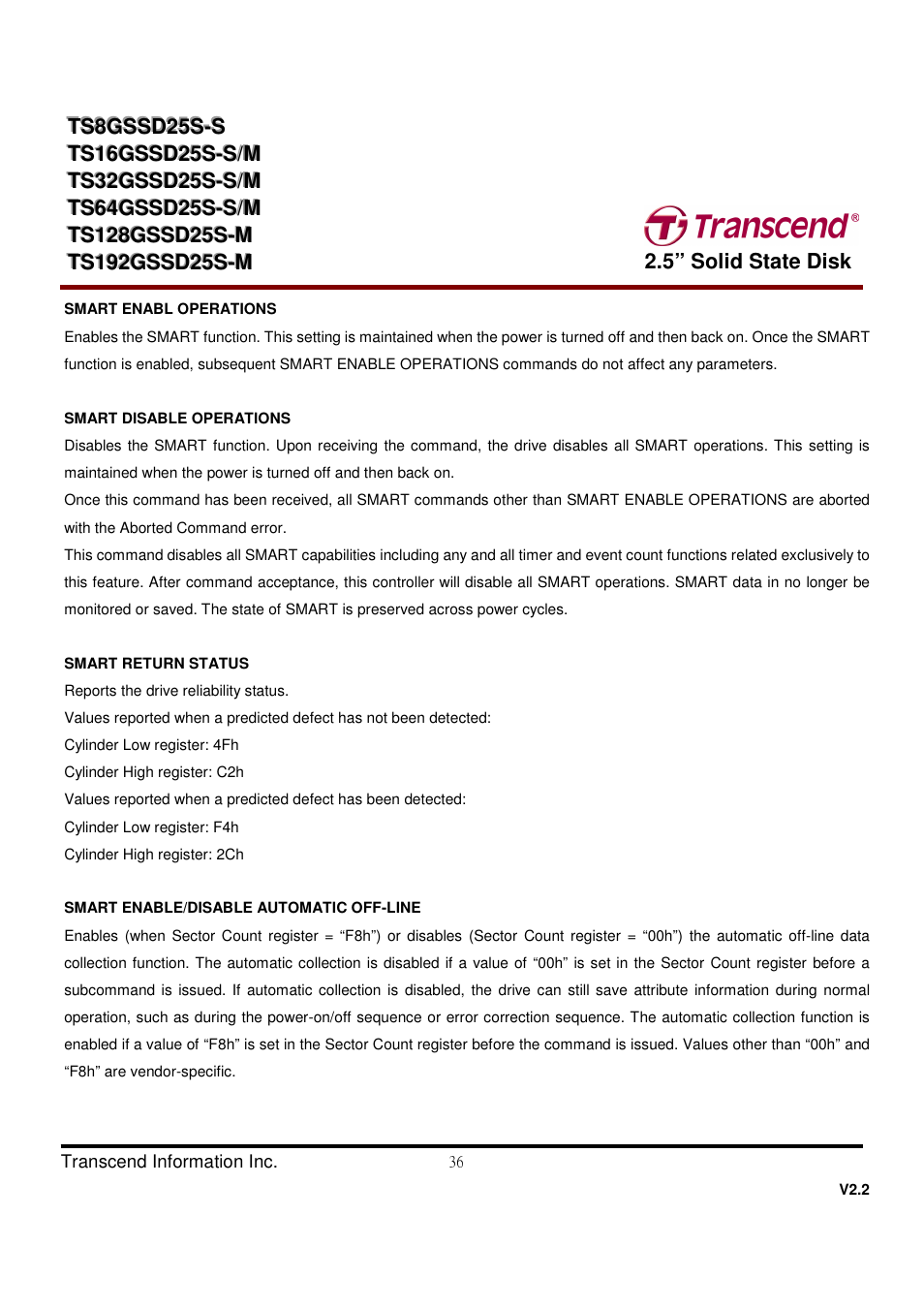 Transcend Information TS32GSSD25S-S User Manual | Page 36 / 39
