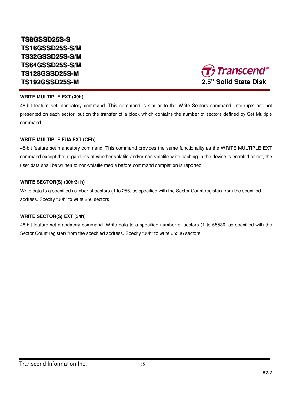 Transcend Information TS32GSSD25S-S User Manual | Page 38 / 39